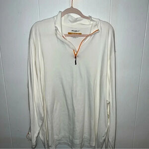 Mens Eddie Bauer 1/4 White Zip Up size XXL